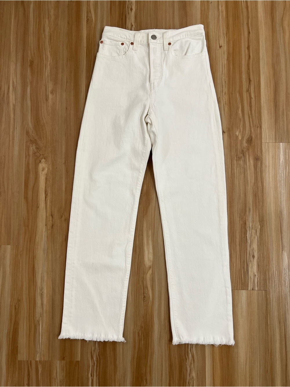 Levi's White High-Rise Straight Jeans
